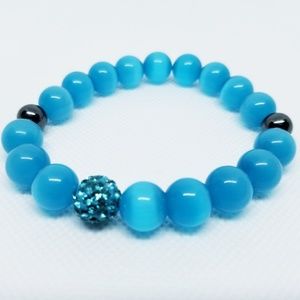 Blue Tiger Eye Beaded Bracelet